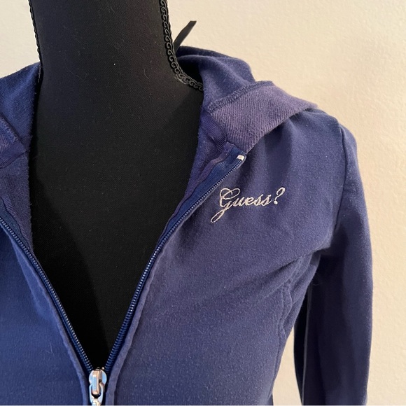 SOLD GUESS navy blue y2k vintage zip up tight fit jacket - Picture 3 of 8